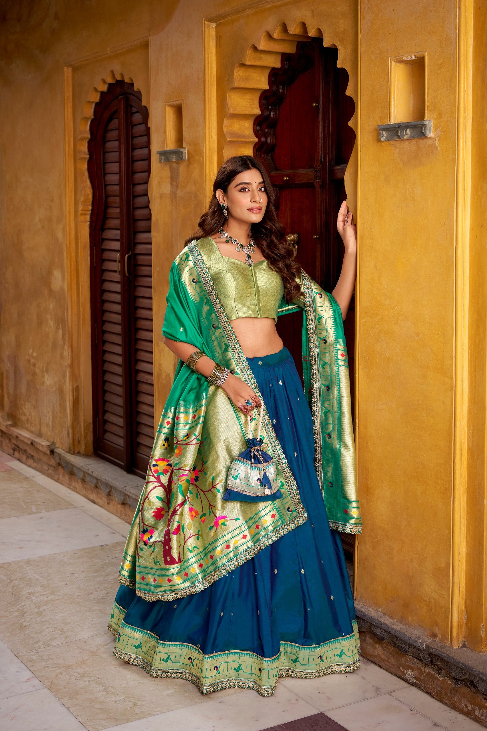 Silk Bridesmaid Lehenga Choli with Zari Weaving