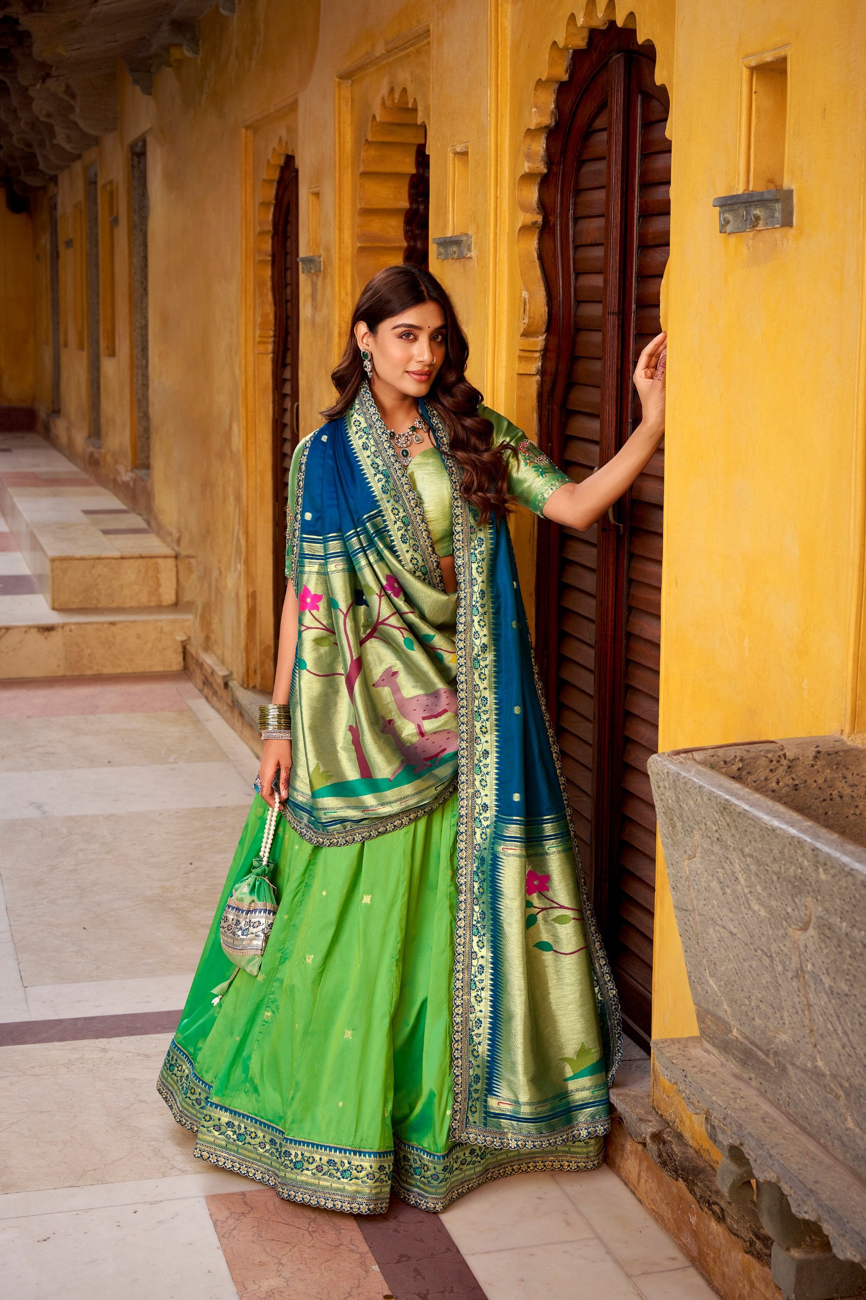 Silk Bridesmaid Lehenga Choli with Zari Weaving