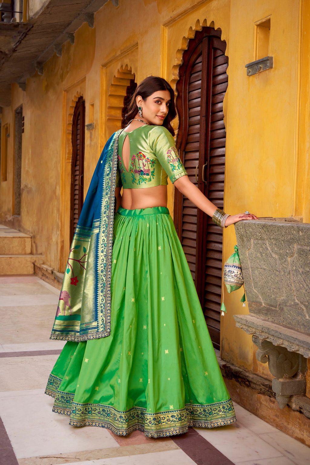 Silk Bridesmaid Lehenga Choli with Zari Weaving