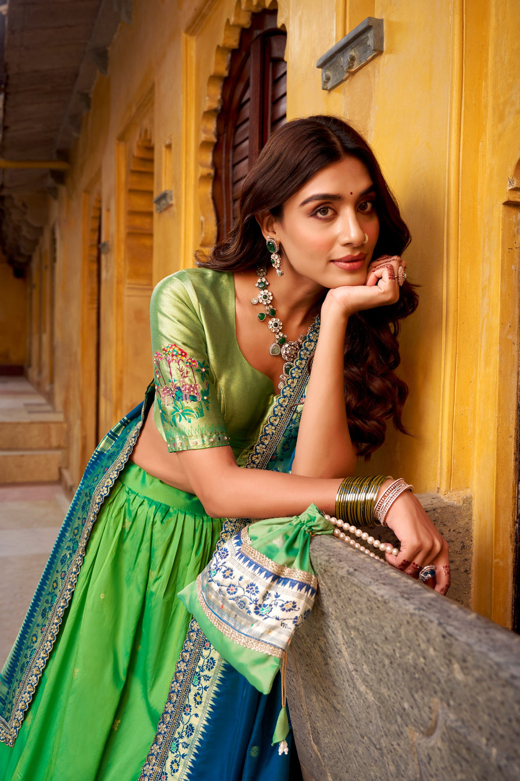 Silk Bridesmaid Lehenga Choli with Zari Weaving