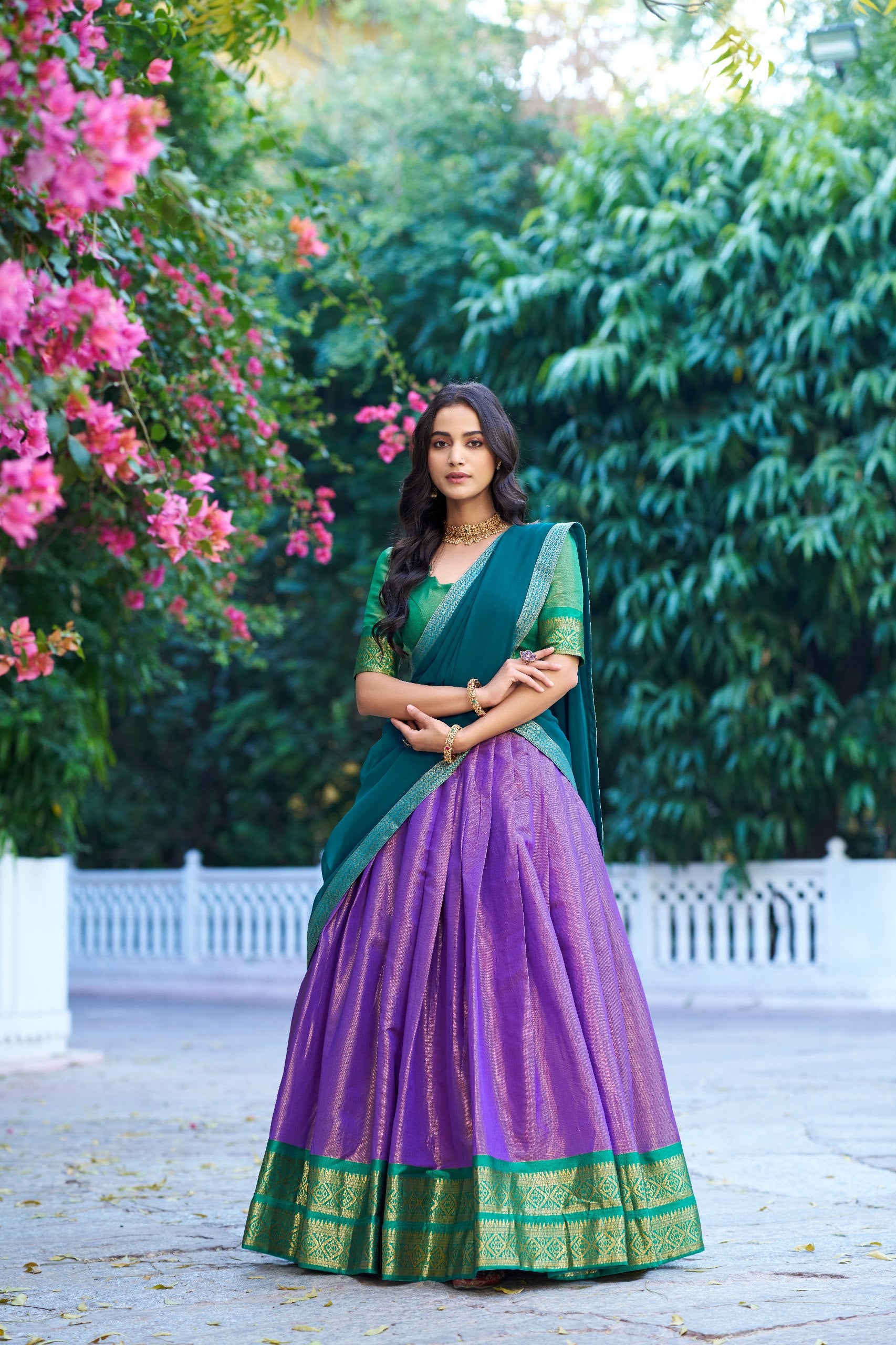 Kanchipuram Silk Zari Weaving Lehenga Choli for Wedding
