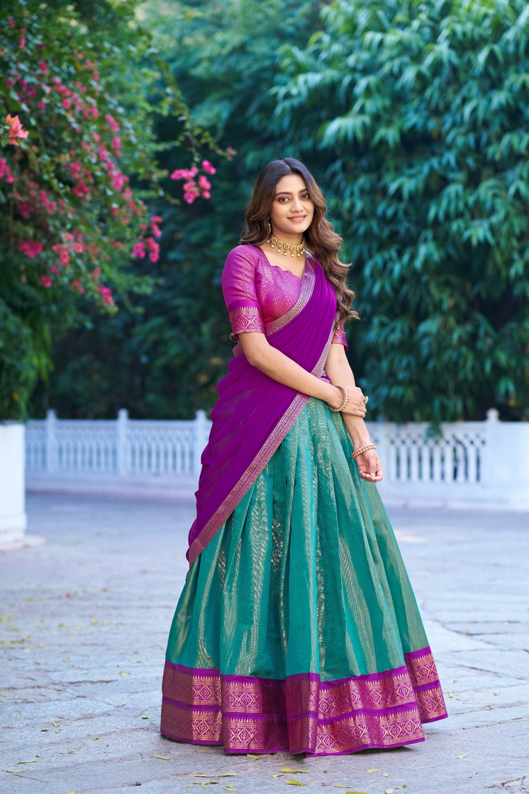 Kanchipuram Silk Zari Weaving Lehenga Choli for Wedding