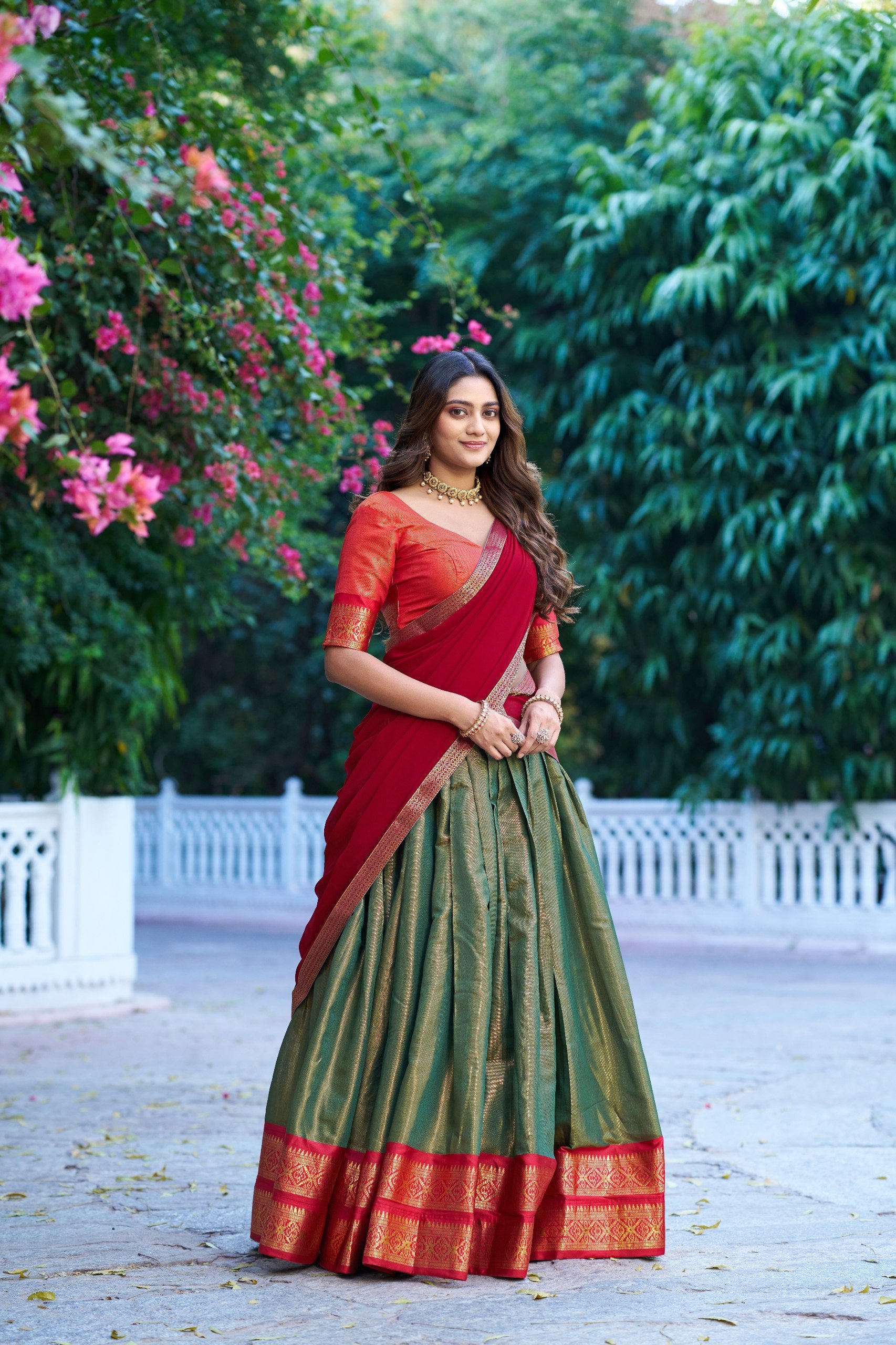 Kanchipuram Silk Zari Weaving Lehenga Choli for Wedding