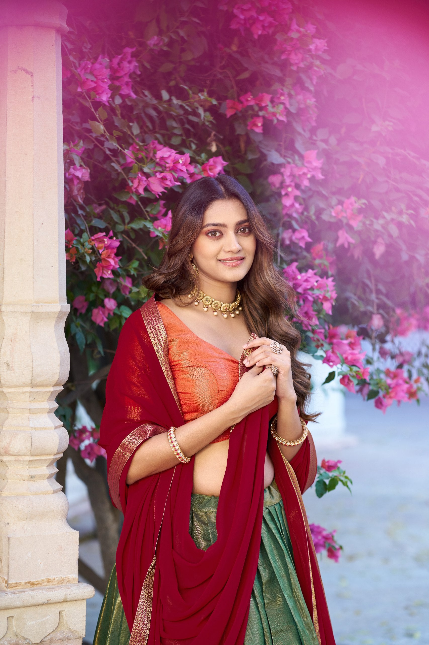 Kanchipuram Silk Zari Weaving Lehenga Choli for Wedding