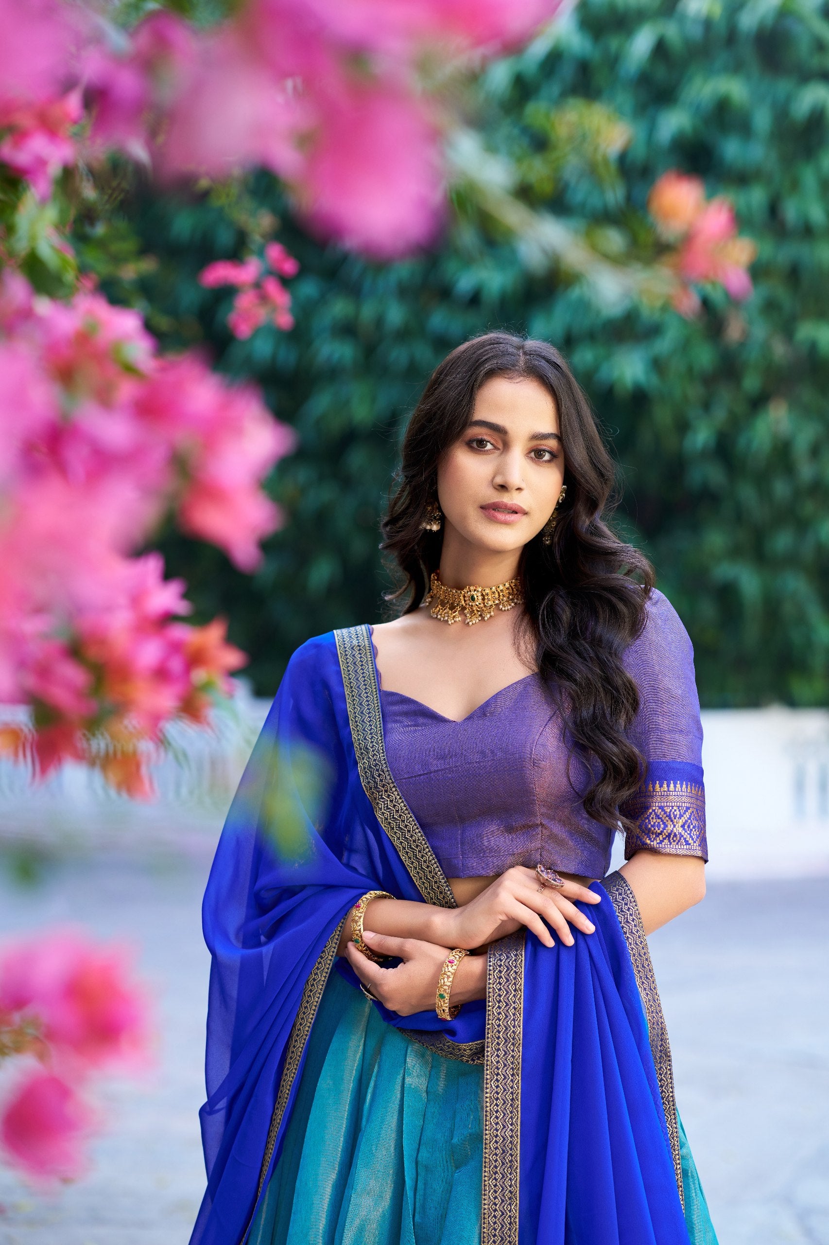 Kanchipuram Silk Zari Weaving Lehenga Choli for Wedding