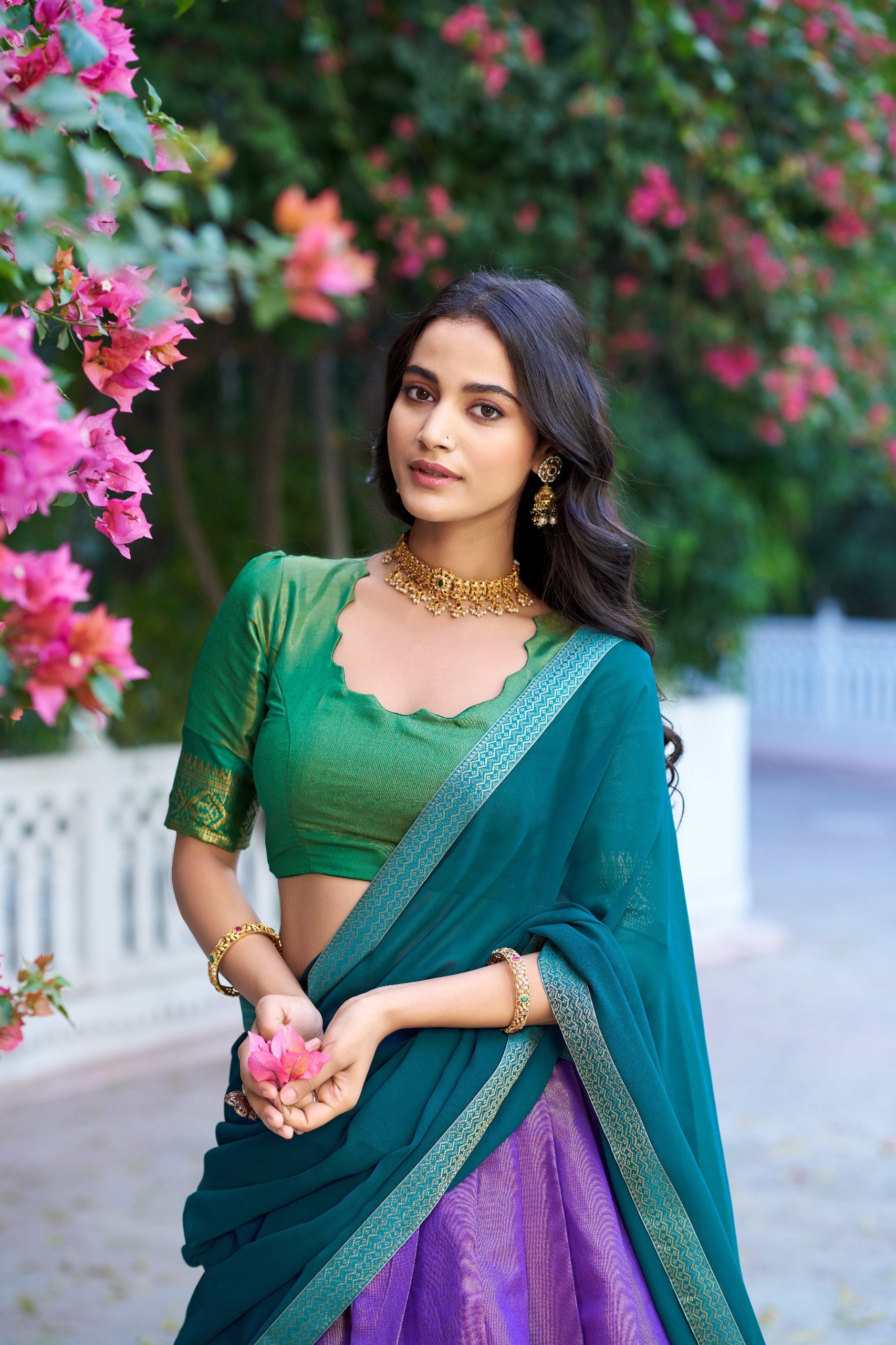 Kanchipuram Silk Zari Weaving Lehenga Choli for Wedding