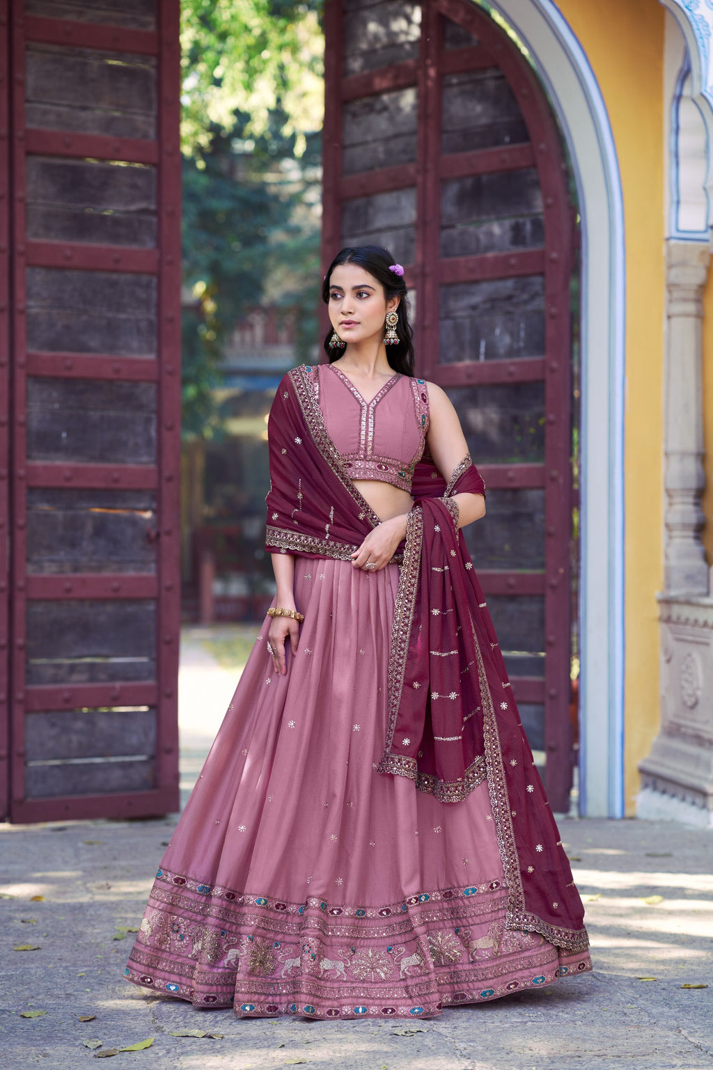 Royal Star Georgette Lehenga Choli with Zari and Sequins Embroidery