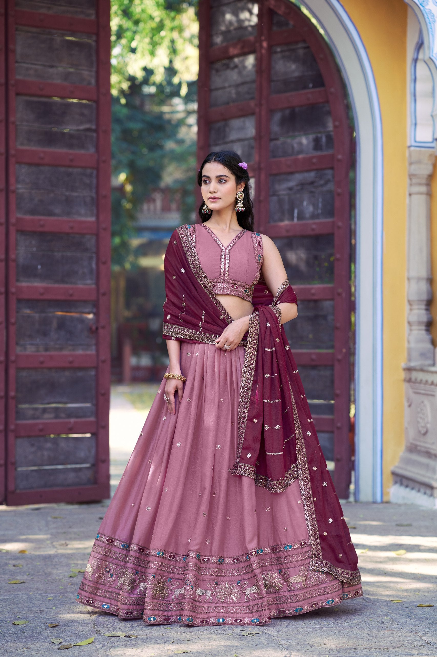 Royal Star Georgette Lehenga Choli with Zari and Sequins Embroidery