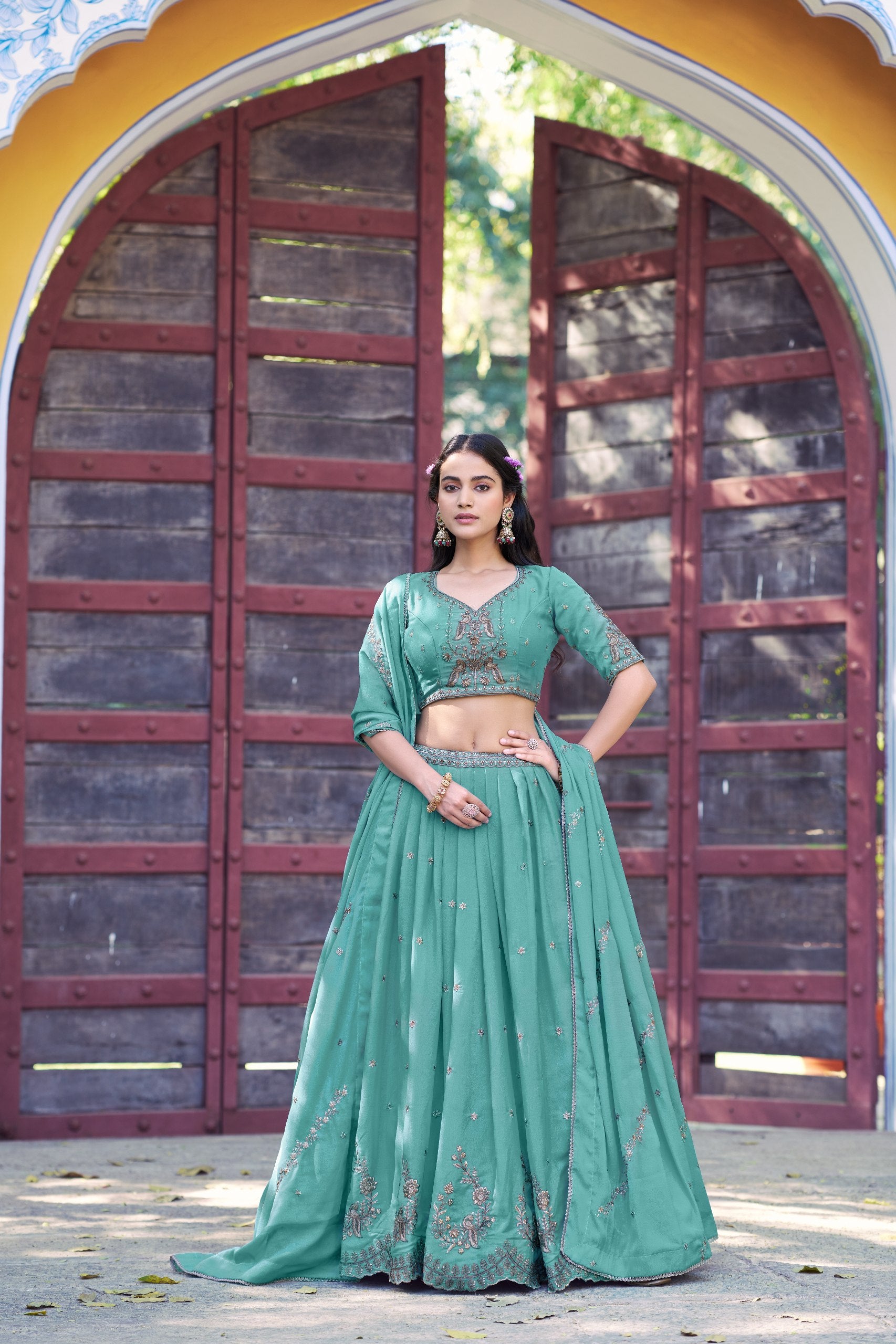 Royal Star Georgette Lehenga Choli with Zari and Sequins Embroidery