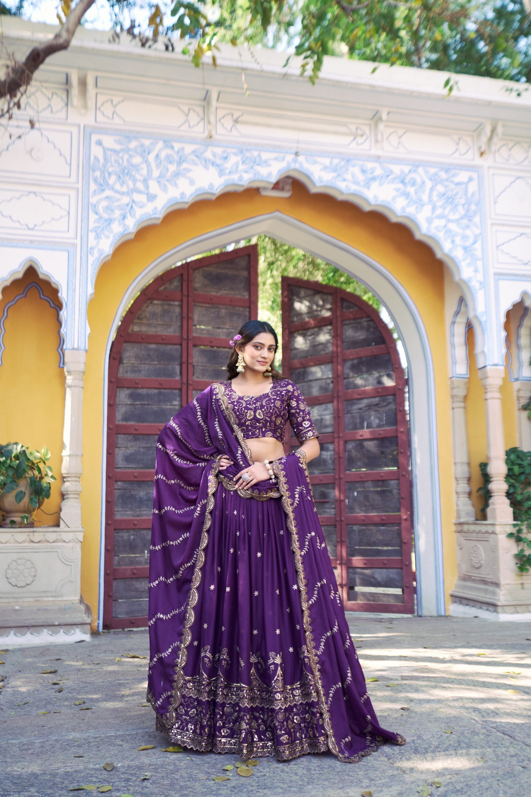 Royal Star Georgette Lehenga Choli with Zari and Sequins Embroidery