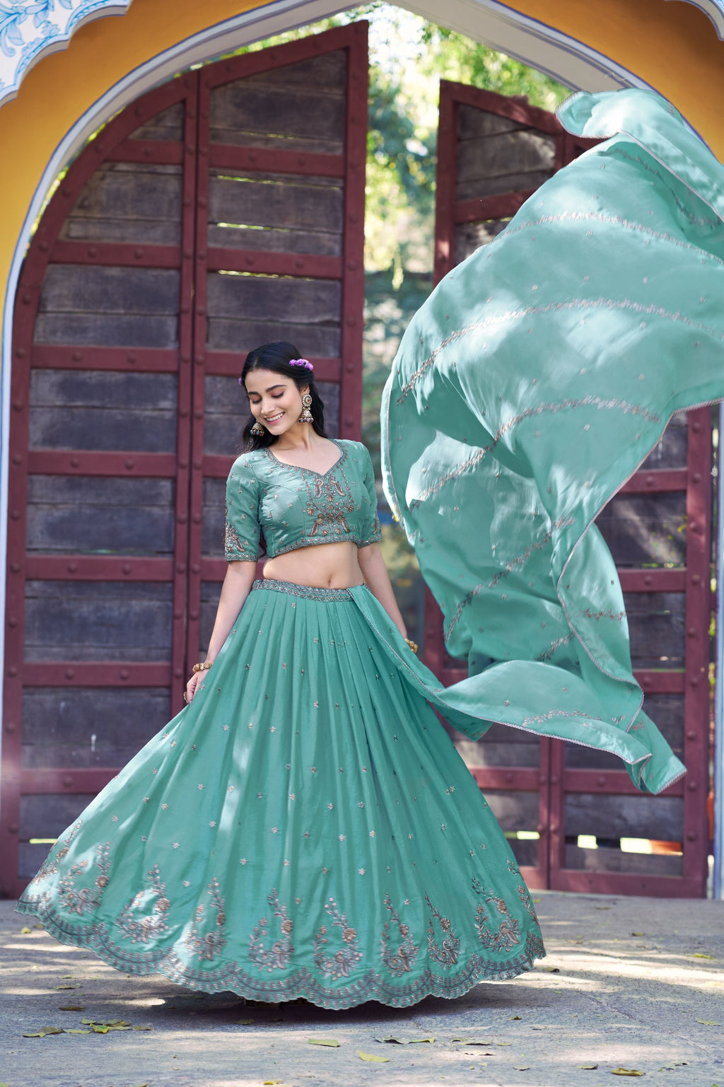Royal Star Georgette Lehenga Choli with Zari and Sequins Embroidery