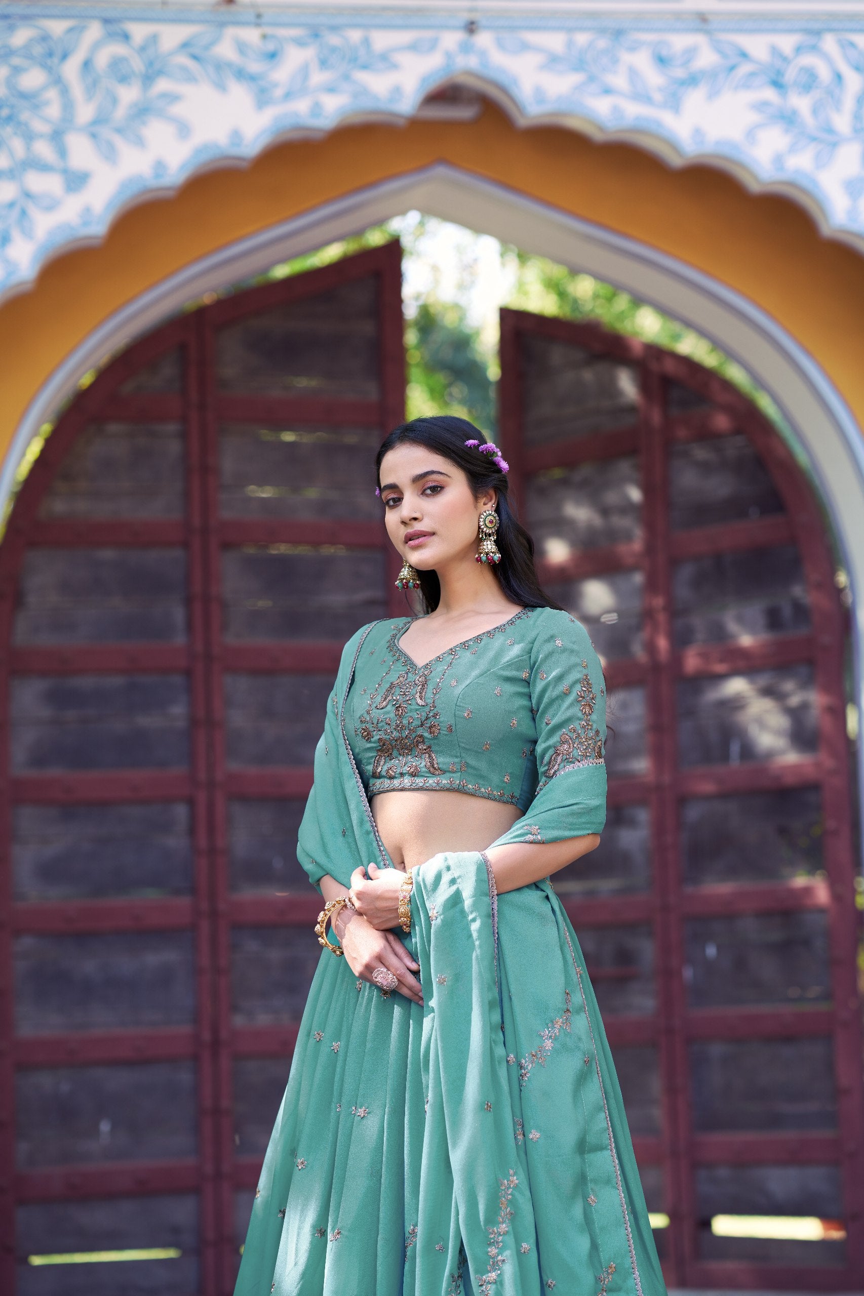 Royal Star Georgette Lehenga Choli with Zari and Sequins Embroidery