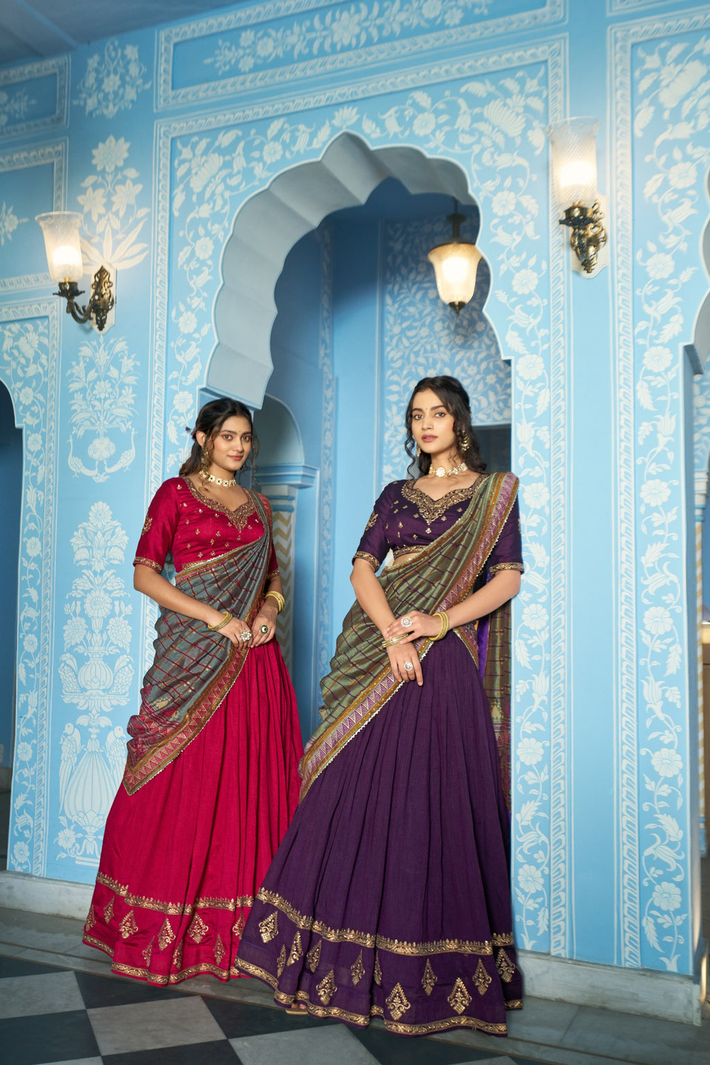 Vichitra Silk Sequins Embroidered Lehenga Choli