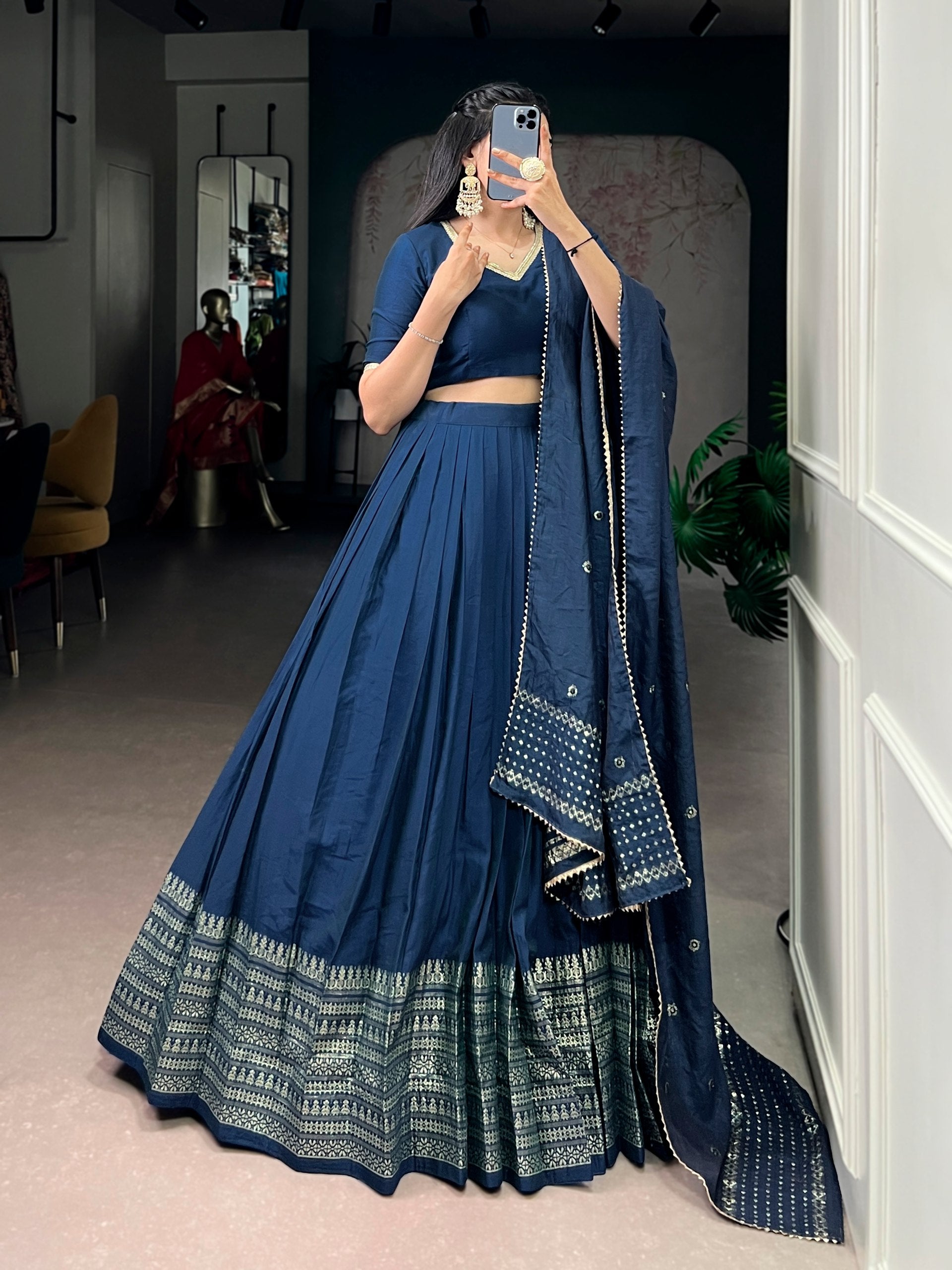 Chanderi Silk Zari Weaving Lehenga Choli for Festive Occasions