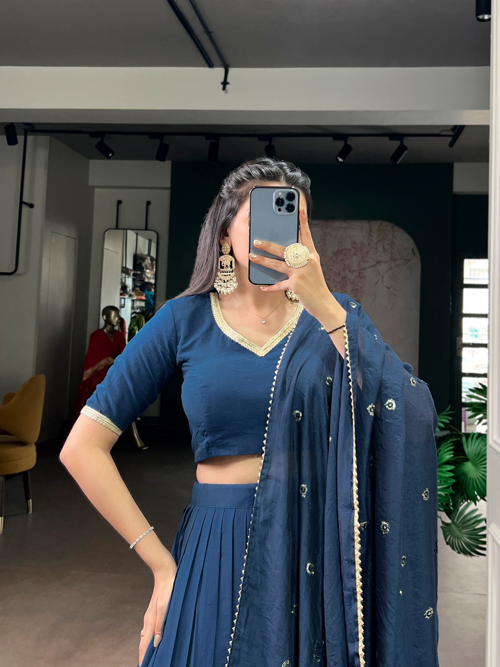 Chanderi Silk Zari Weaving Lehenga Choli for Festive Occasions