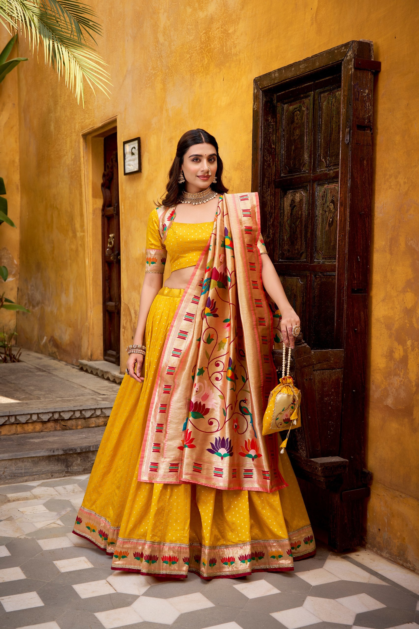 Silk Zari Weaving Lehenga Choli for Festival & Wedding Wear