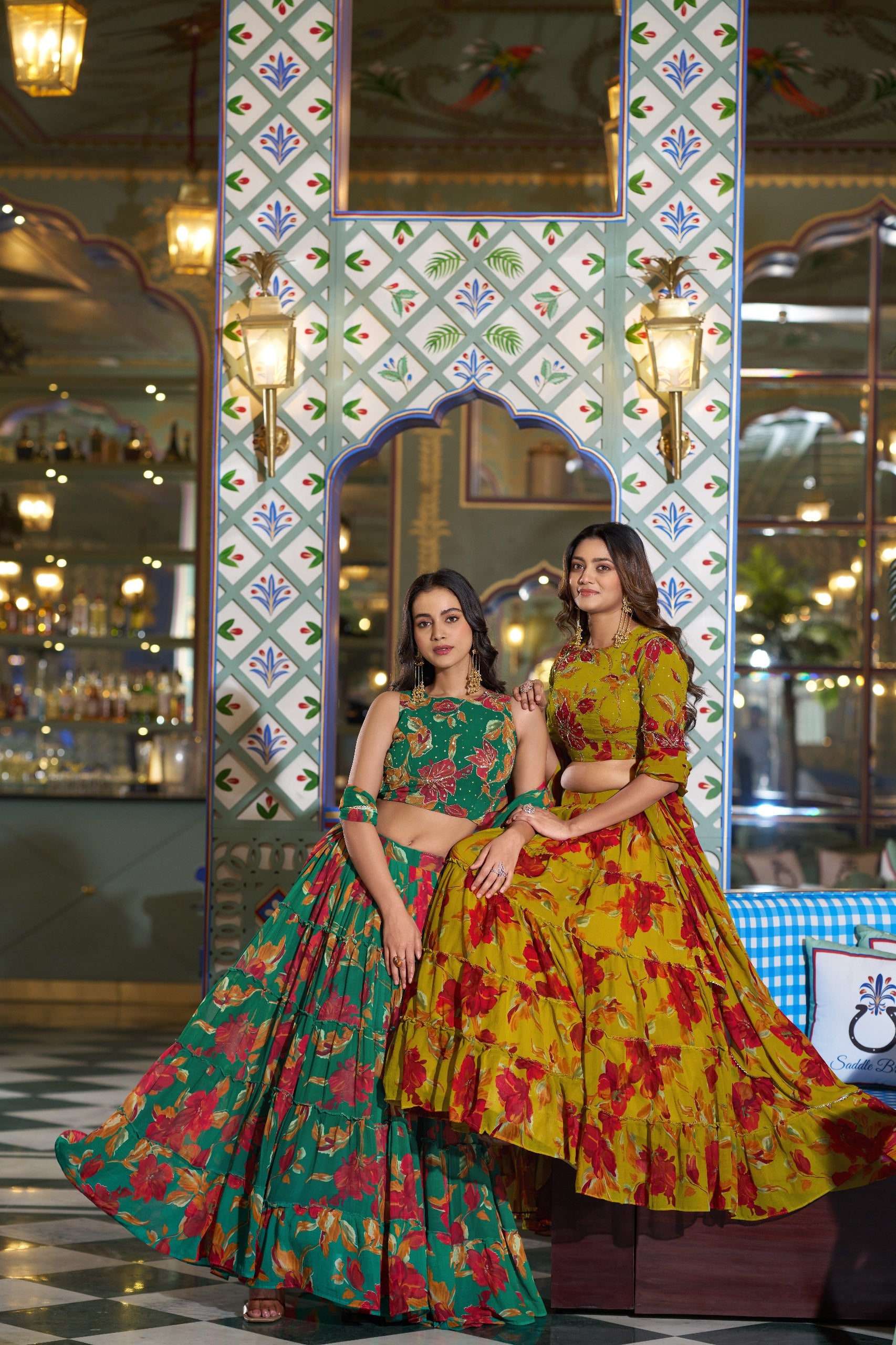 Georgette Lehenga Choli - Floral Printed Function Wear