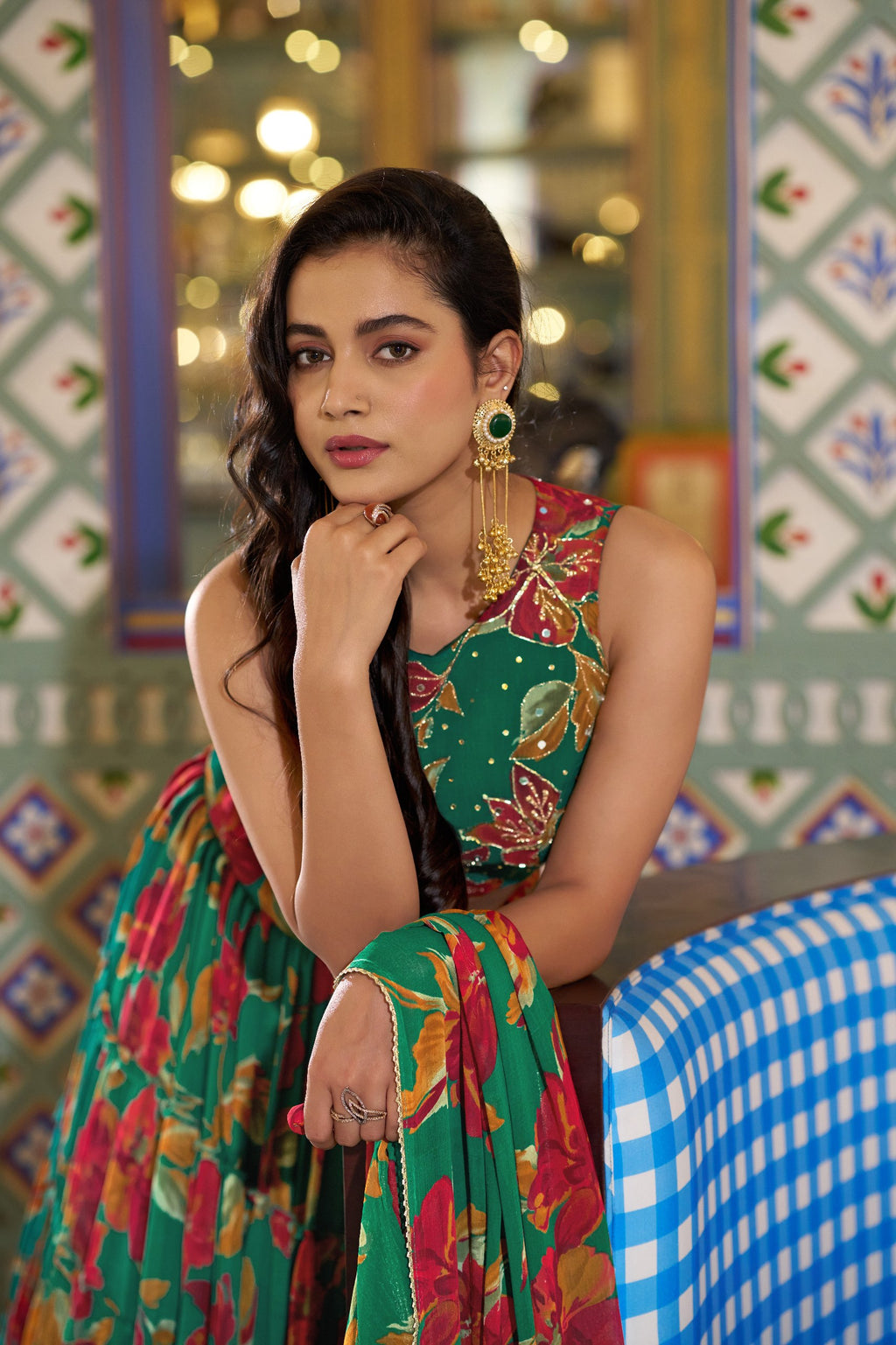Georgette Lehenga Choli - Floral Printed Function Wear