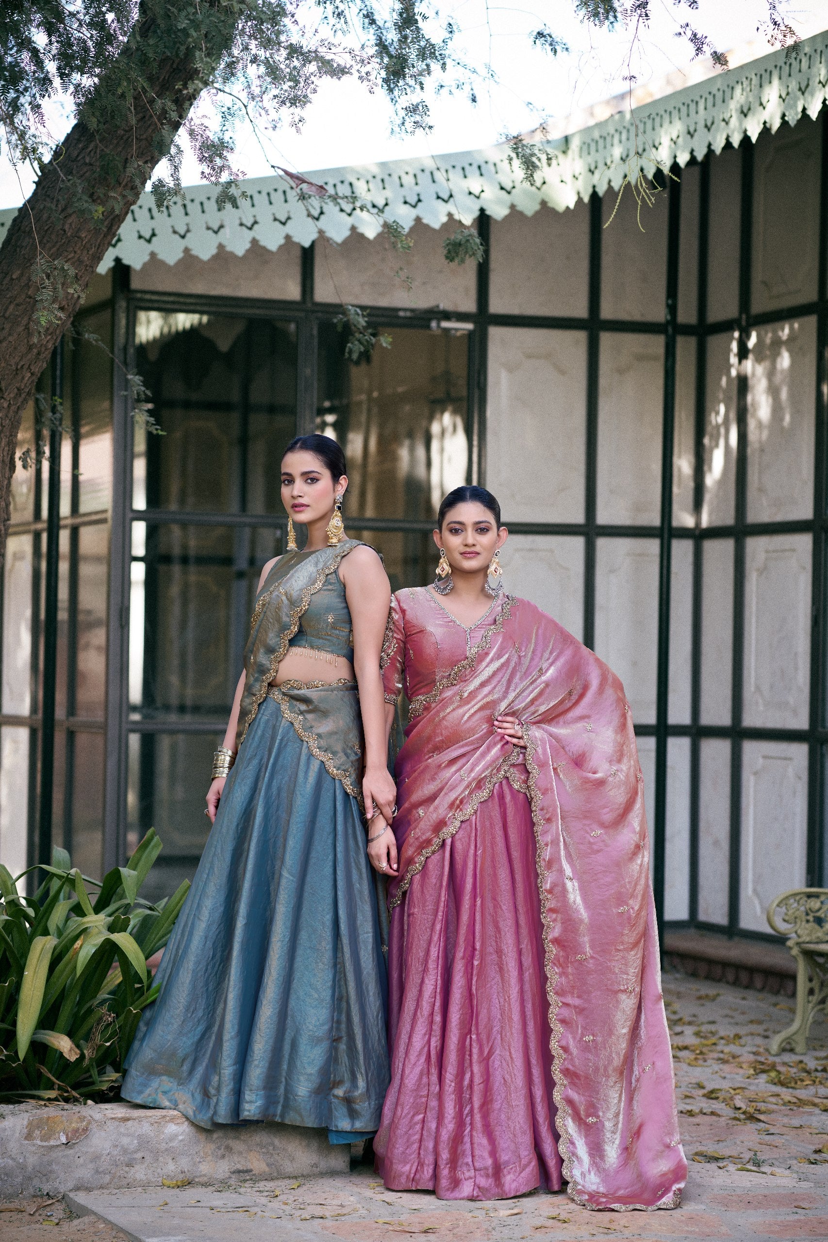 Organza Lehenga Choli with Sequins & Thread Embroidery for Parties