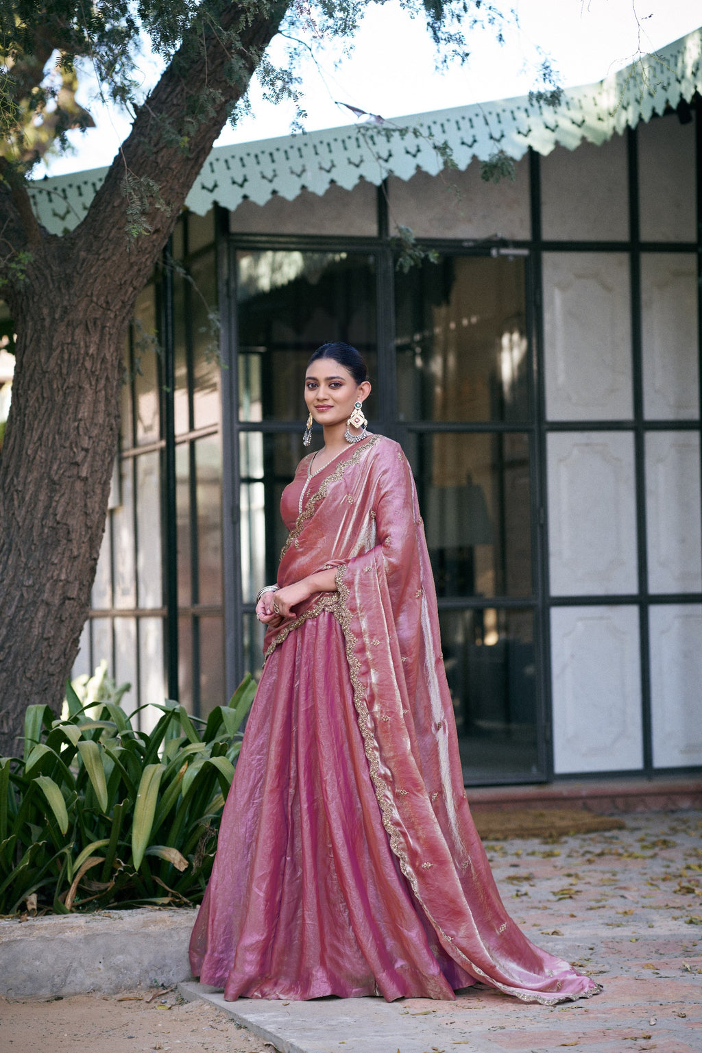Organza Lehenga Choli with Sequins & Thread Embroidery for Parties