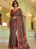 Alluring Black Zari Weaving Silk Evening Wear Saree With Blouse