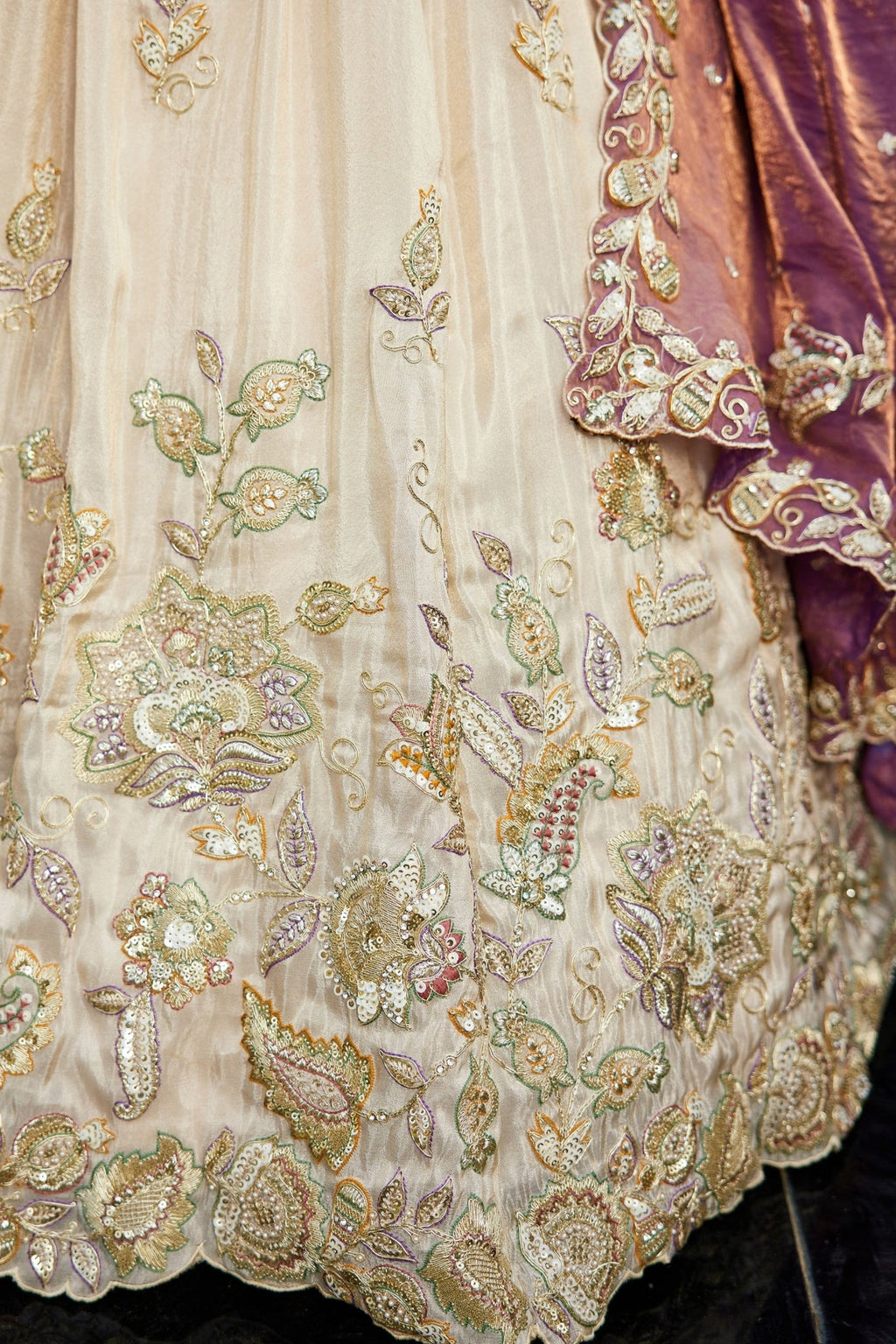 Premium Pure Tissue Ivory Cream Designer Lehenga Choli