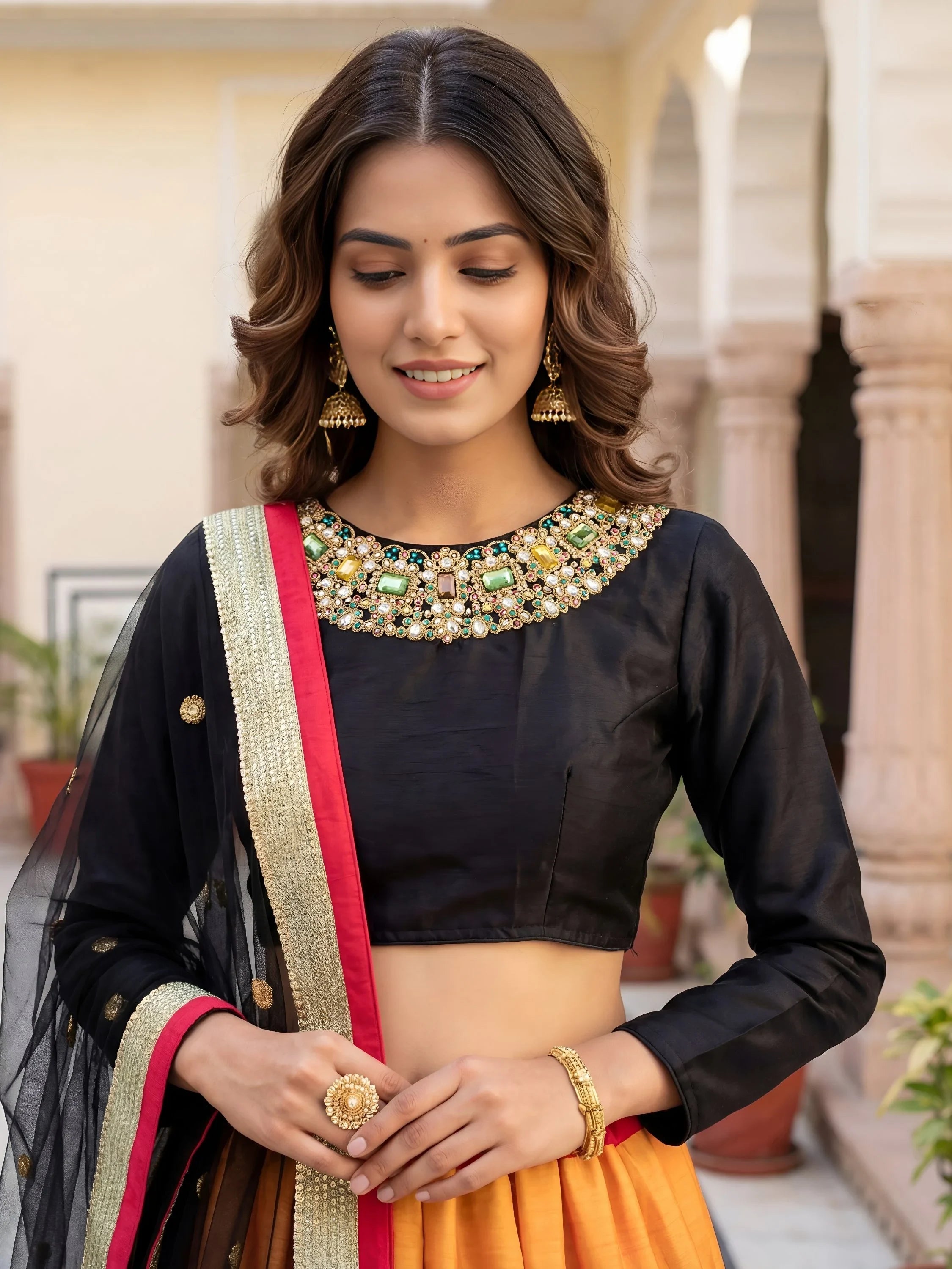 Attractive Multi-Color Digital Printed Silk Wedding Lehenga Choli