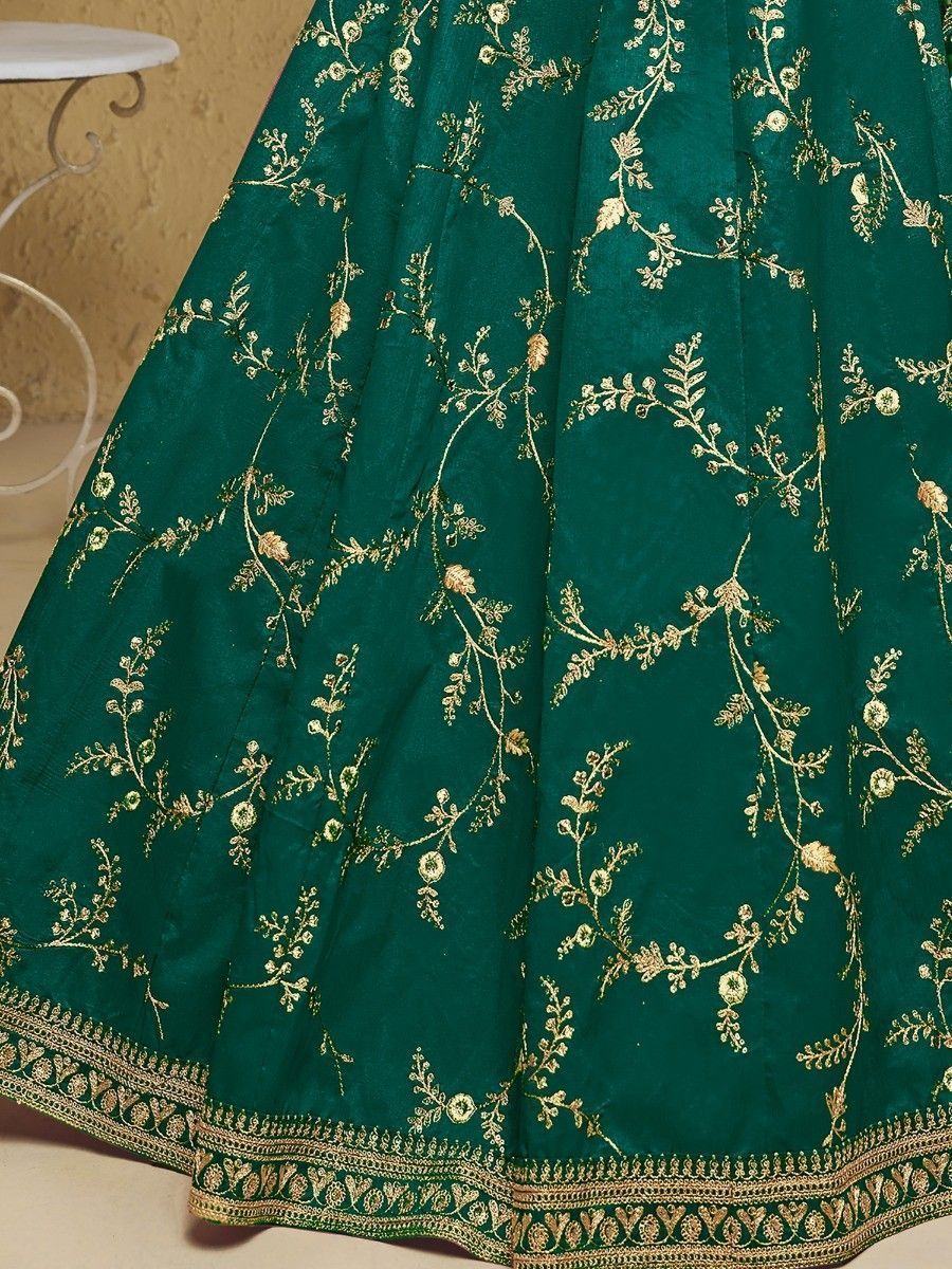 Green Semi-Stitched Myntra Lehenga & Unstitched Blouse with Dupatta