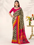 Green Elegant Printed Silk Casual Wear Saree With Blouse