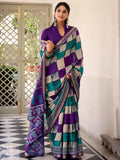 Purple Pretty Digital Printed Polyester Casual Wear Saree With Blouse
