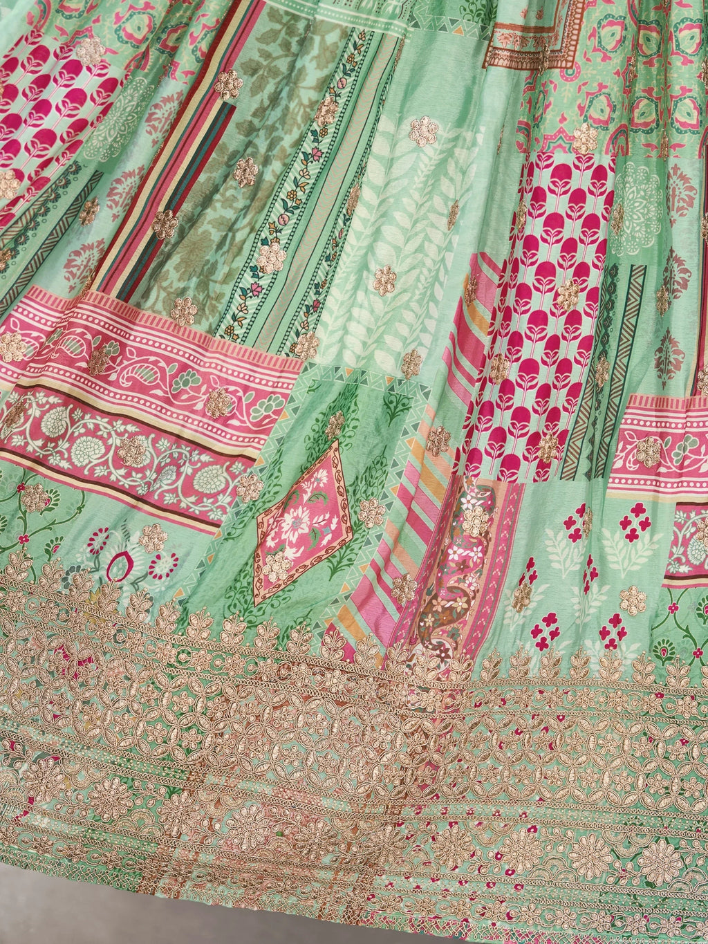 Gorgeous Pista Green Chinon Dori Embroidered Lehenga Choli