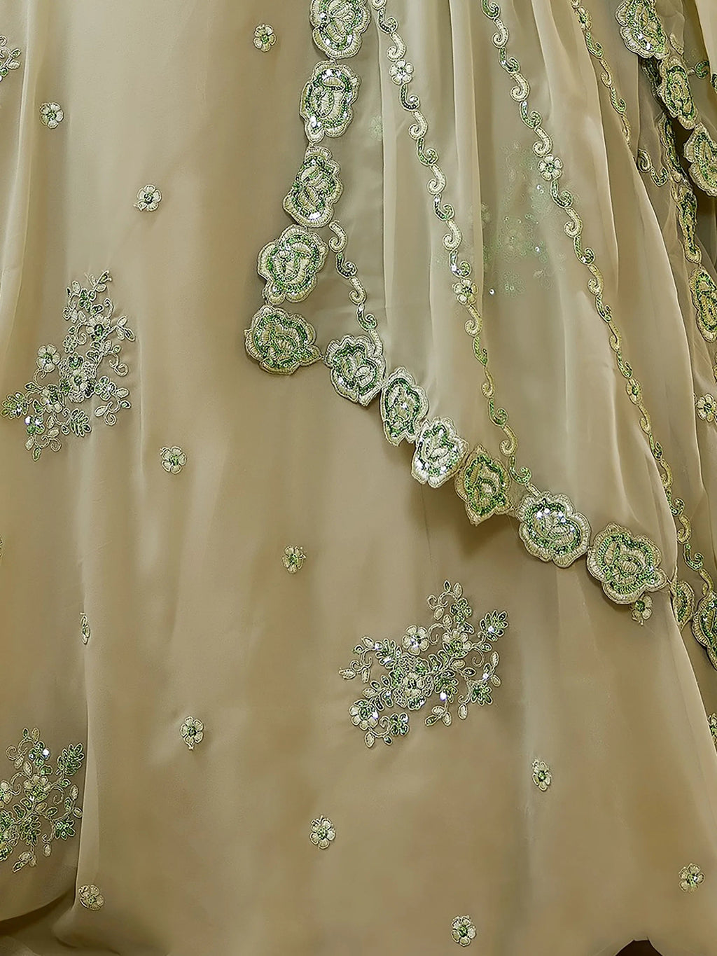 Gorgeous Green Sequins Georgette Festive Wear Plus Size Lehenga Choli