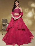 Pink Stunning Sequins Georgette Engagement Wear Lehenga Choli