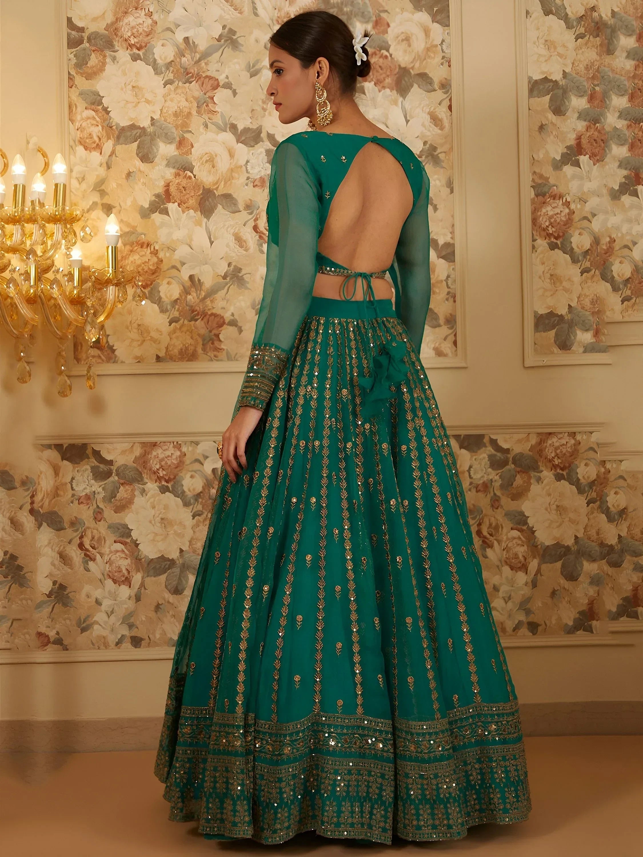Green Incredible Sequins Organza Festival Wear Lehenga Choli