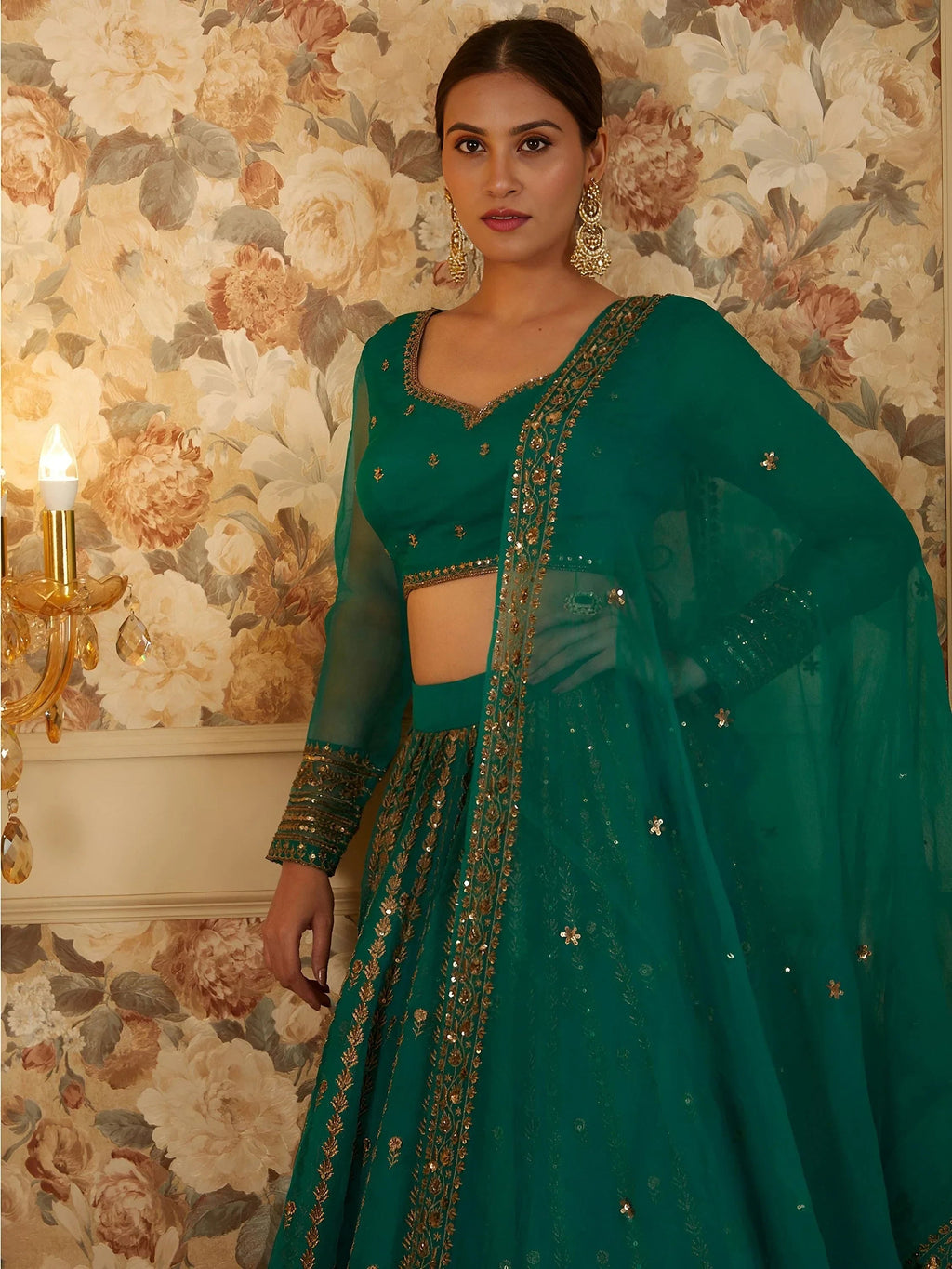 Green Incredible Sequins Organza Festival Wear Lehenga Choli