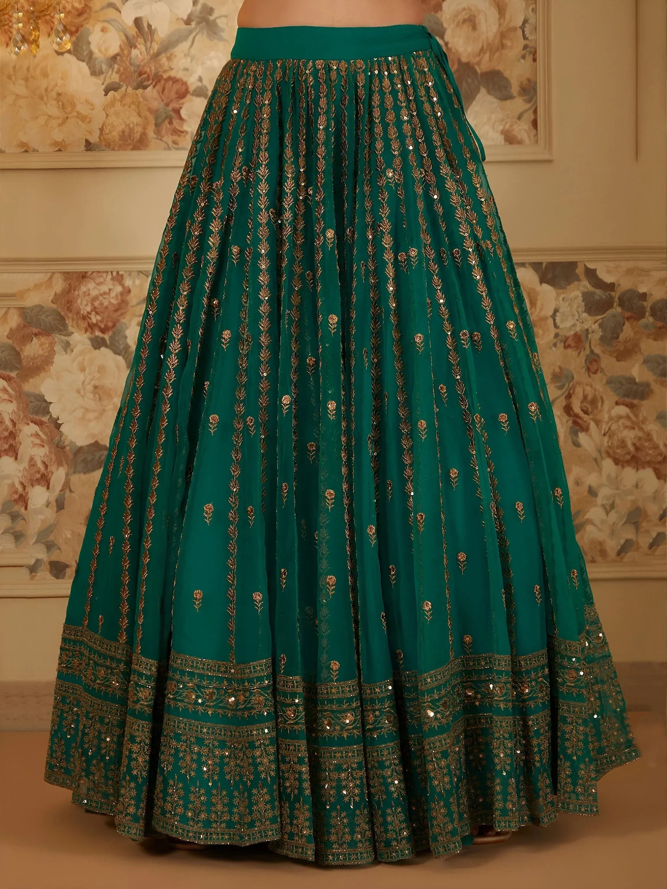 Green Incredible Sequins Organza Festival Wear Lehenga Choli