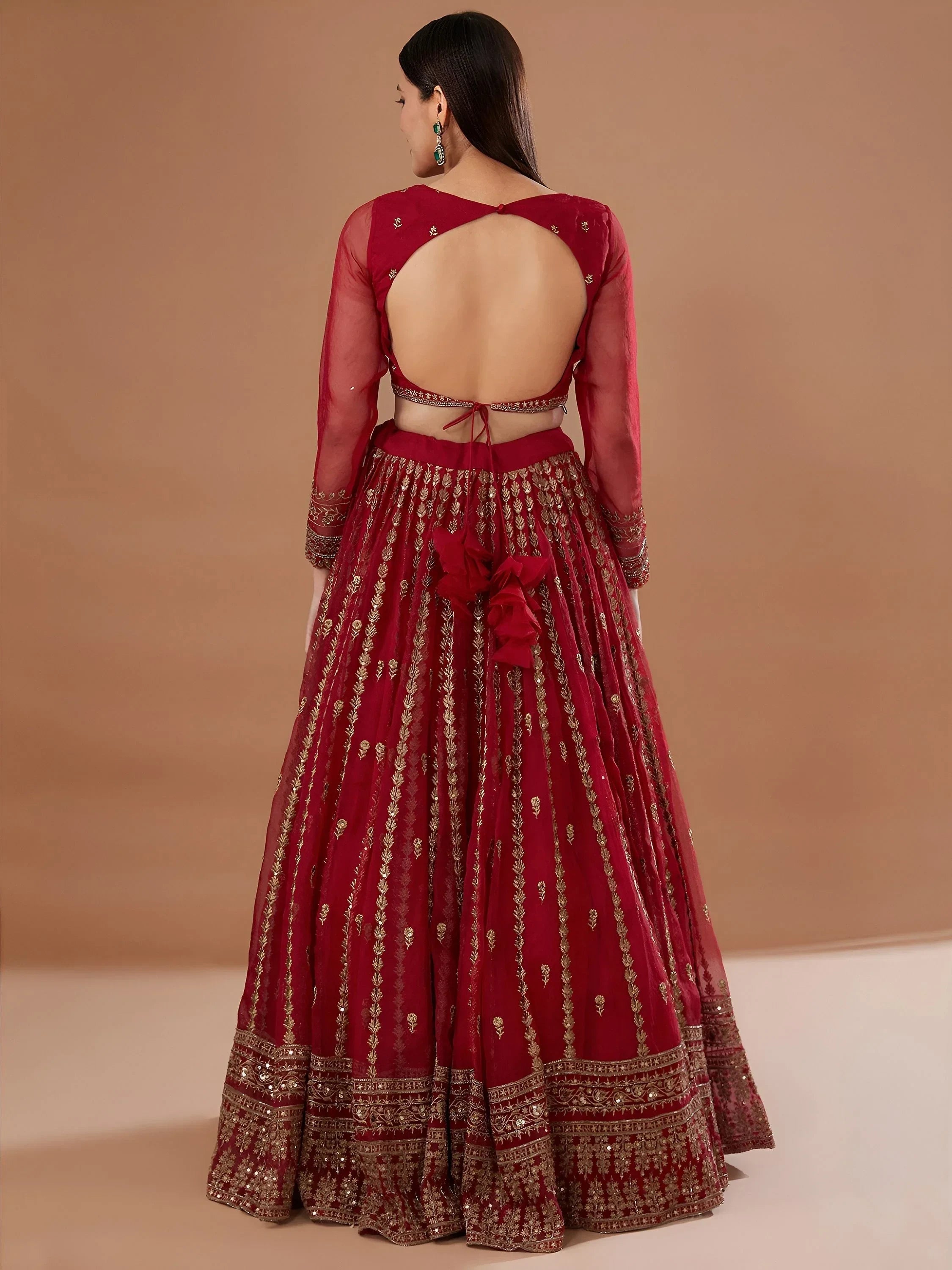 Red Incredible Sequins Organza Festival Wear Lehenga Choli