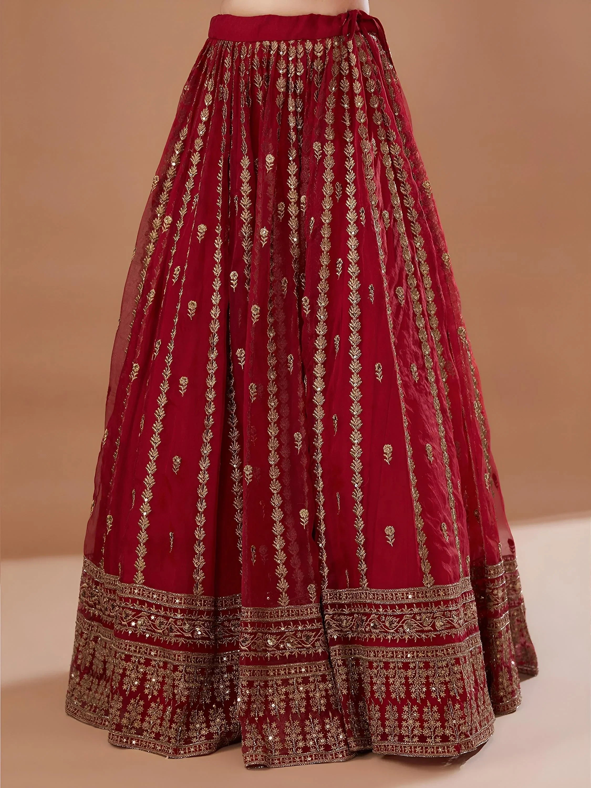 Red Incredible Sequins Organza Festival Wear Lehenga Choli