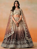 Brown Gorgeous Georgette Zari Embroidered Lehenga Choli With Dupatta