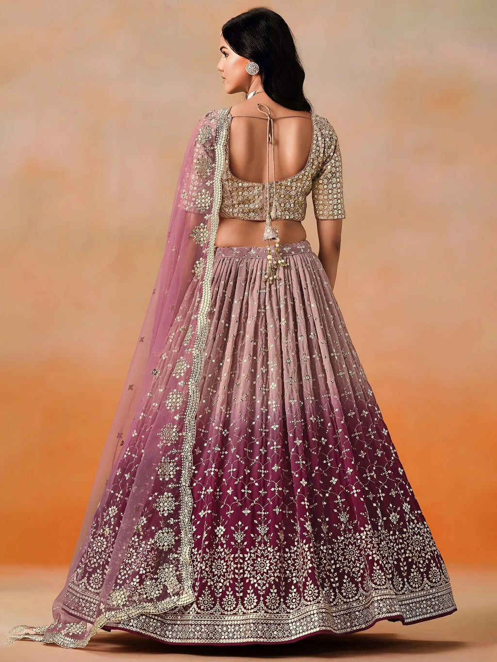 Pink Gorgeous Georgette Zari Embroidered Lehenga Choli With Dupatta