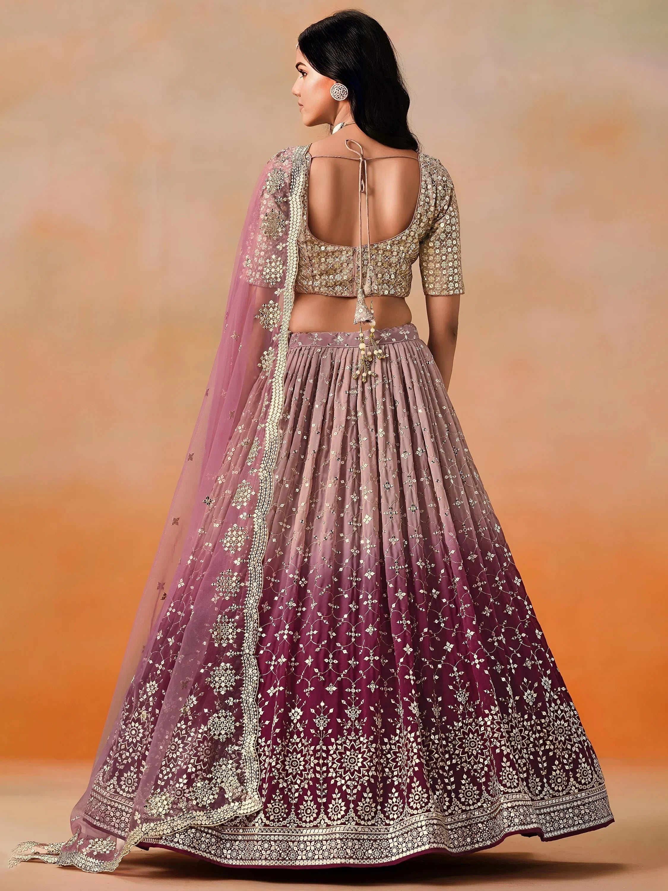 Pink Gorgeous Georgette Zari Embroidered Lehenga Choli With Dupatta