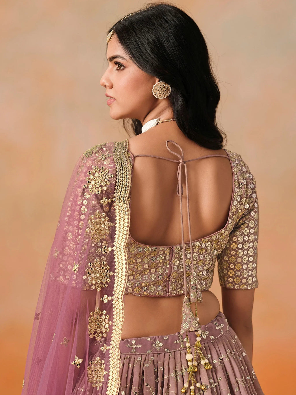 Pink Gorgeous Georgette Zari Embroidered Lehenga Choli With Dupatta