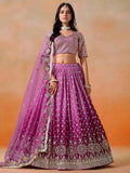 Mesmerizing Pink Embroidered Bridesmaids Lehenga Choli