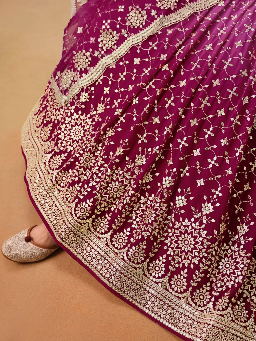 Rose Gorgeous Georgette Zari Embroidered Lehenga Choli With Dupatta