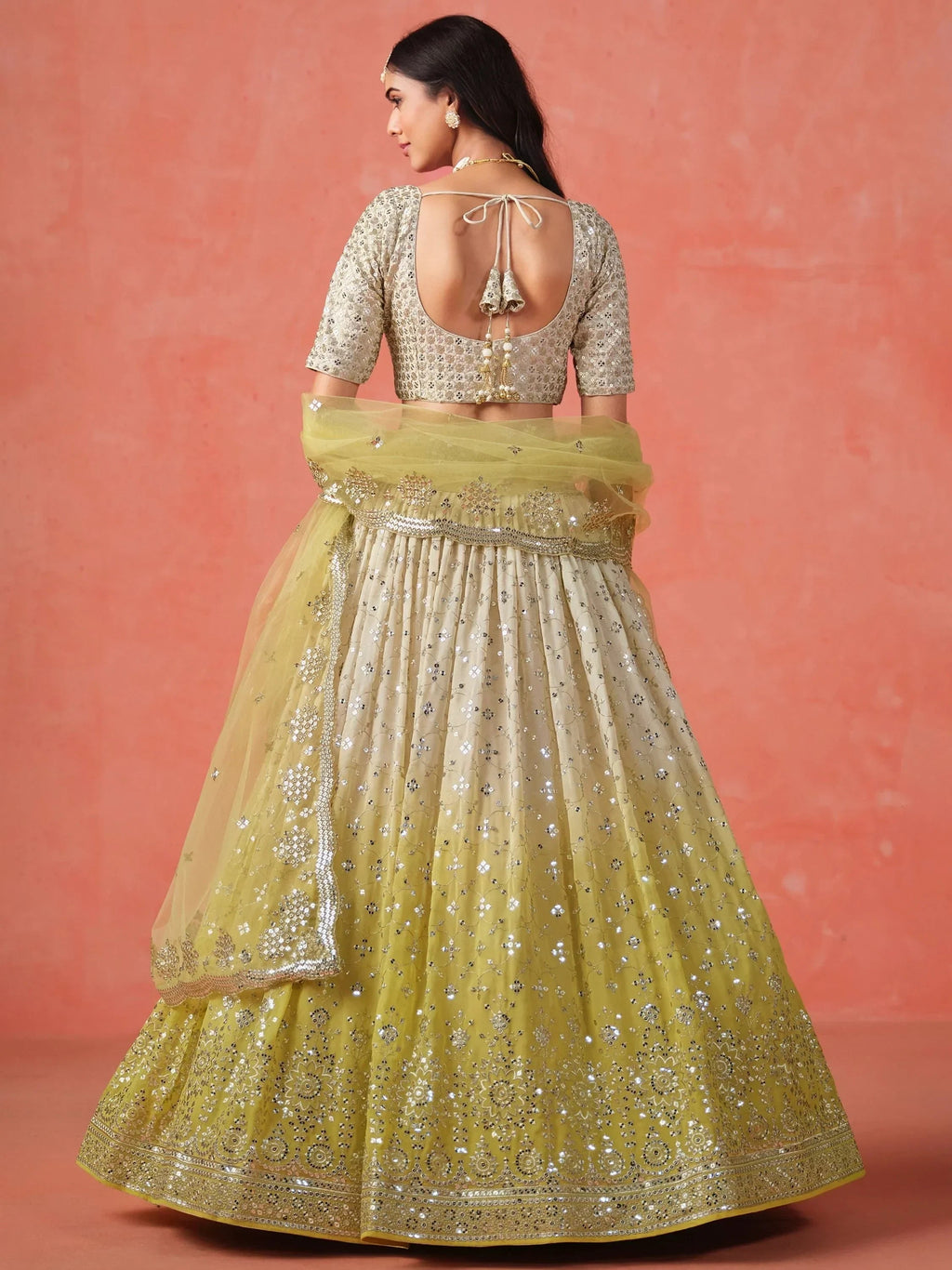 Yellow Gorgeous Georgette Zari Embroidered Lehenga Choli With Dupatta