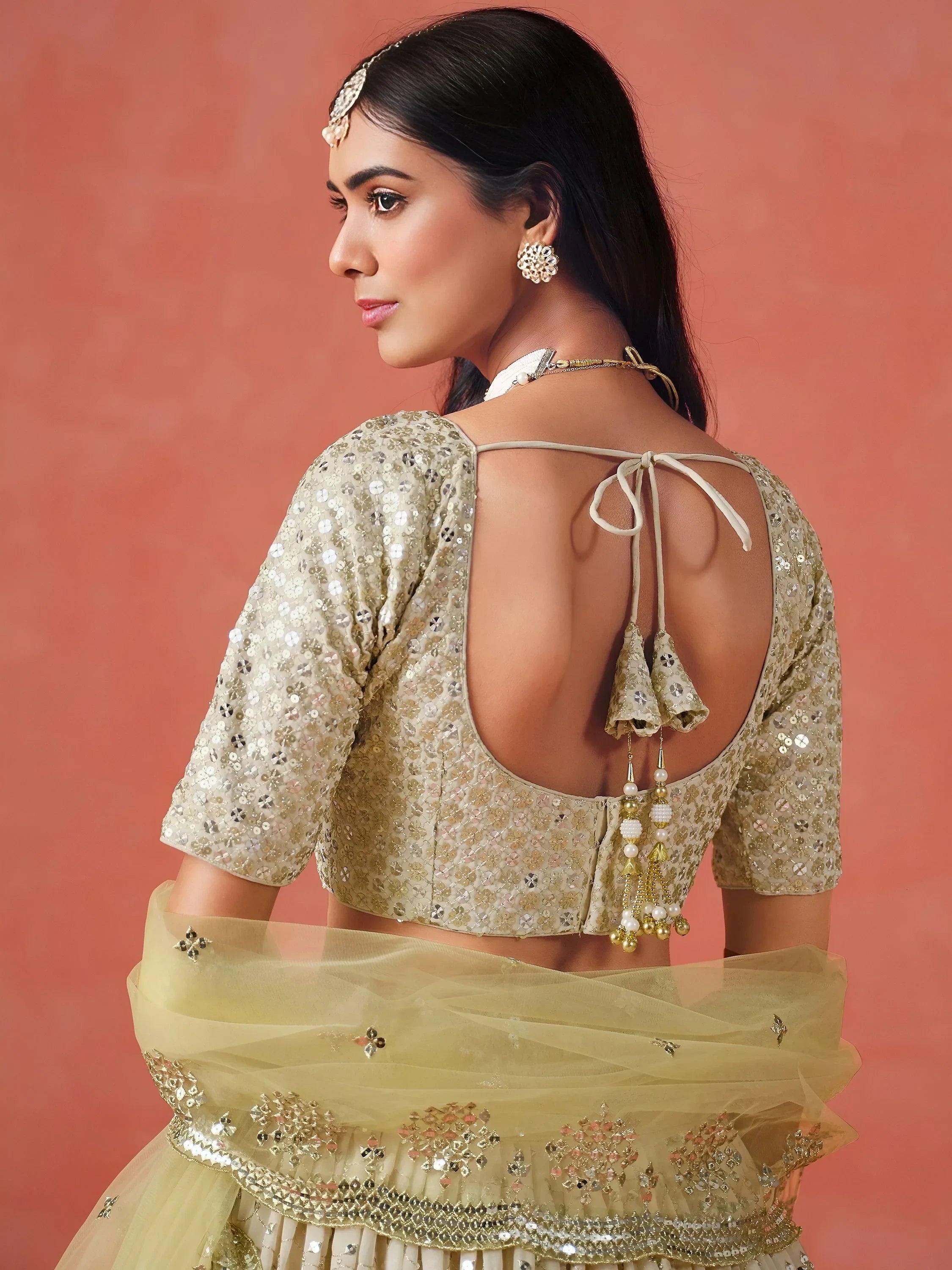 Yellow Gorgeous Georgette Zari Embroidered Lehenga Choli With Dupatta
