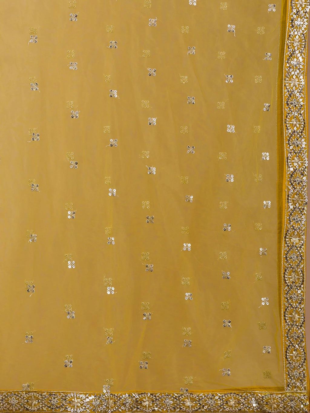 Yellow Adorable Sequins Georgette Wedding Lehenga Choli With Dupatta