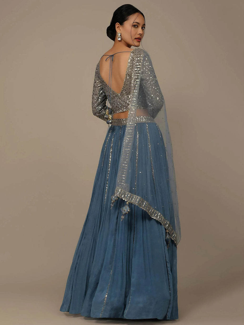 Blue Gorgeous Sequins Georgette Party Wear Lehenga Choli