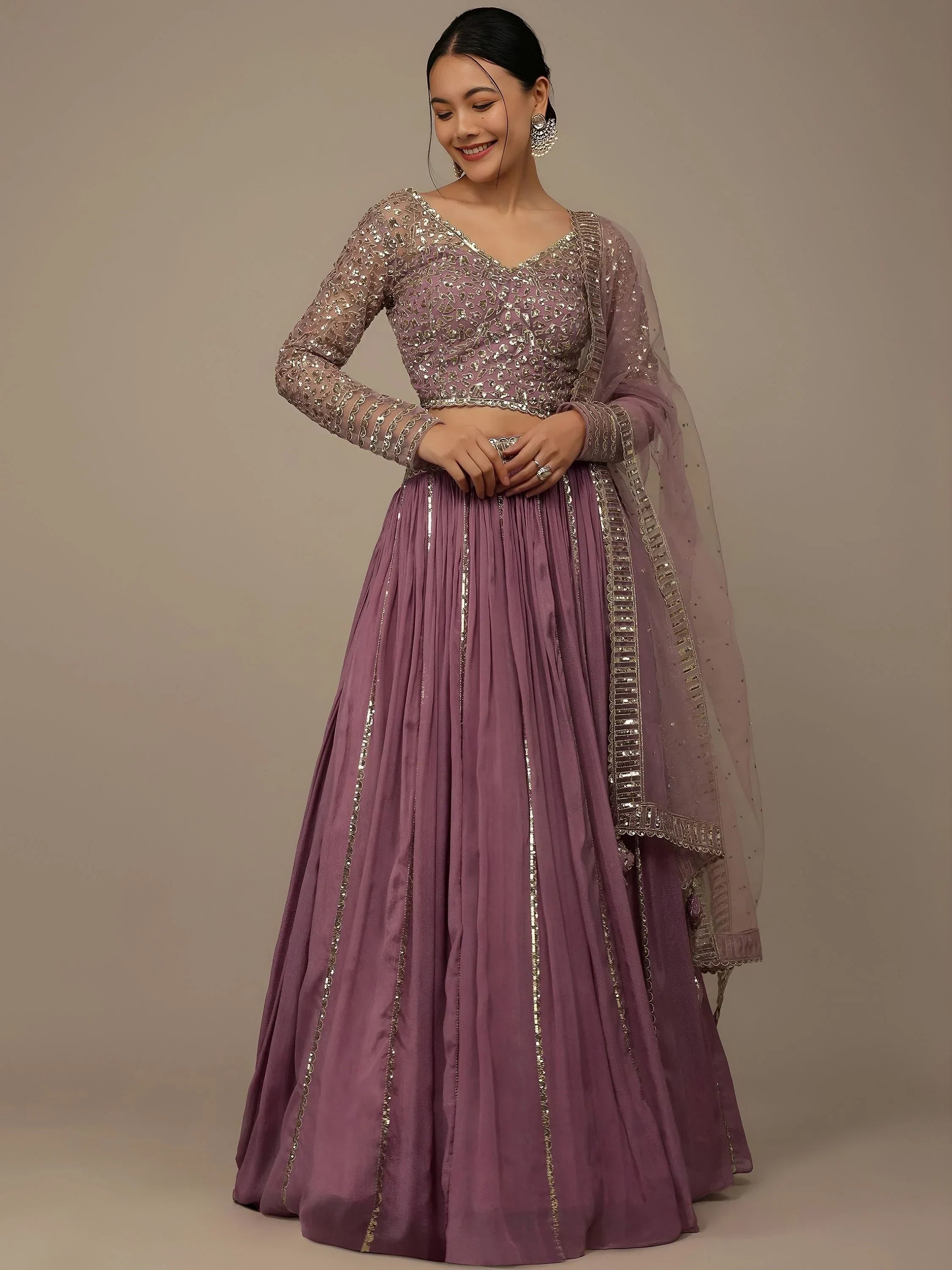 Pink Gorgeous Sequins Georgette Party Wear Lehenga Choli