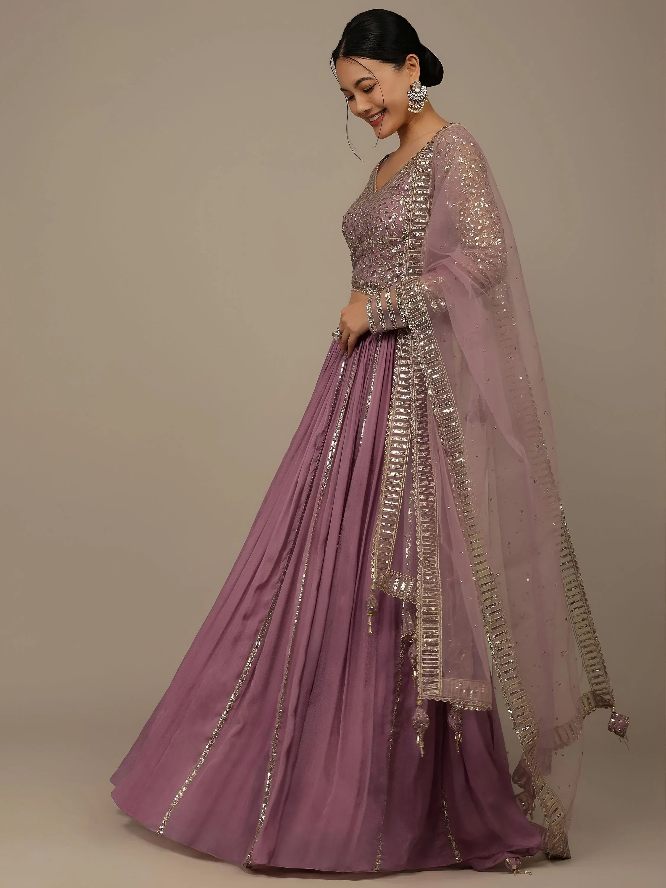 Pink Gorgeous Sequins Georgette Party Wear Lehenga Choli